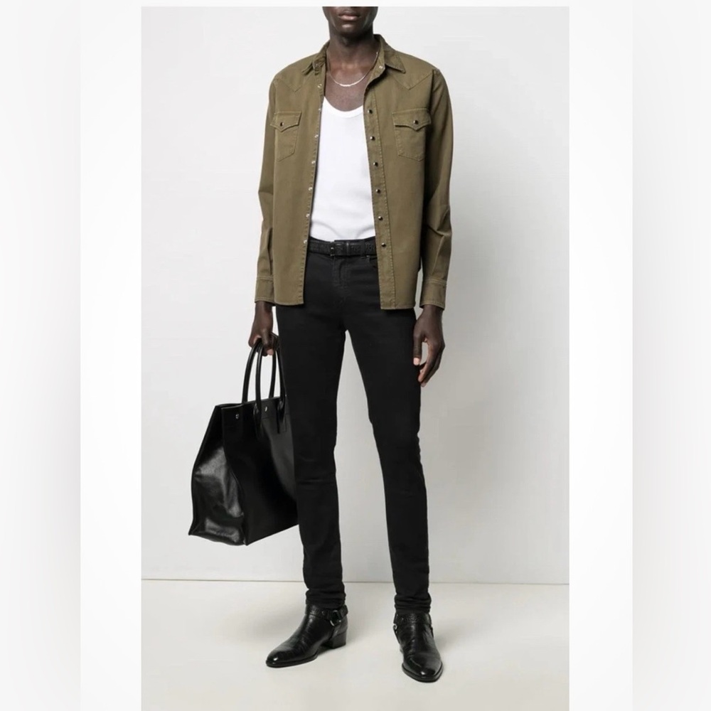 SAINT LAURENT
New Herringbone Cotton Western Shirt M